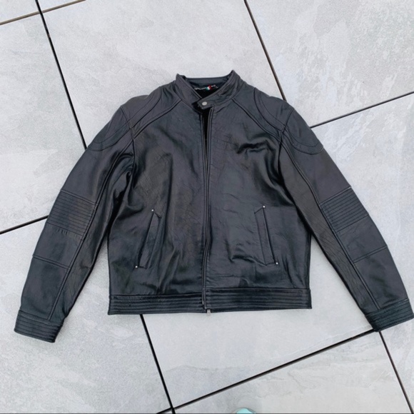 Knoles & Carter Jacket Black Leather Bomber Hoodie - Picture 8 of 16